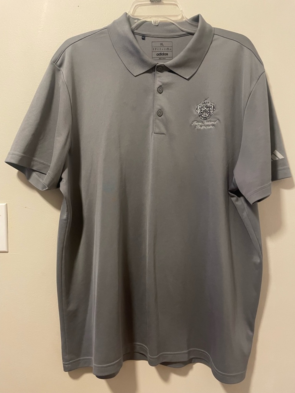 Trump National - Adidas Men’s Gray Polo Shirt with Embroidered Crest